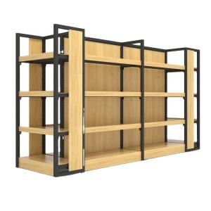 China Record Tiered Solid Wood Display Shelving For Walls Merchandise factory