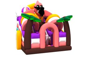China 5.8x6x6m Commercial Inflatable Water Slides Flamingo Beach Coconut Tree Theme factory