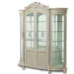 Luxury Home Furniture Livingroom Glass Cabinet Single Door Handcarved Decorative