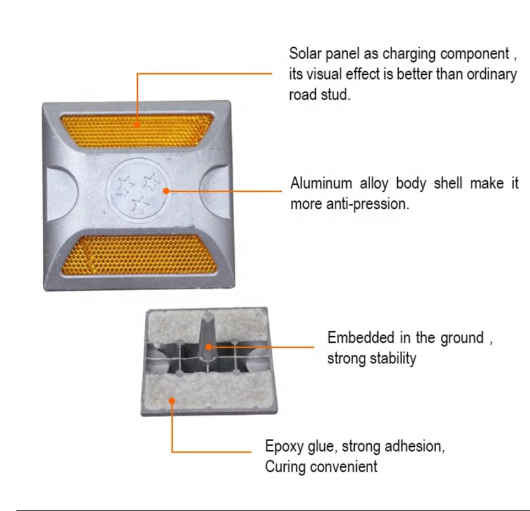 High Visible Aluminum Alloy Double Side Solar Road Stud For Road Safety