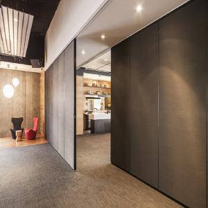 China 85 mm Commercial Folding Partition Walls Melamine Board Door Material factory