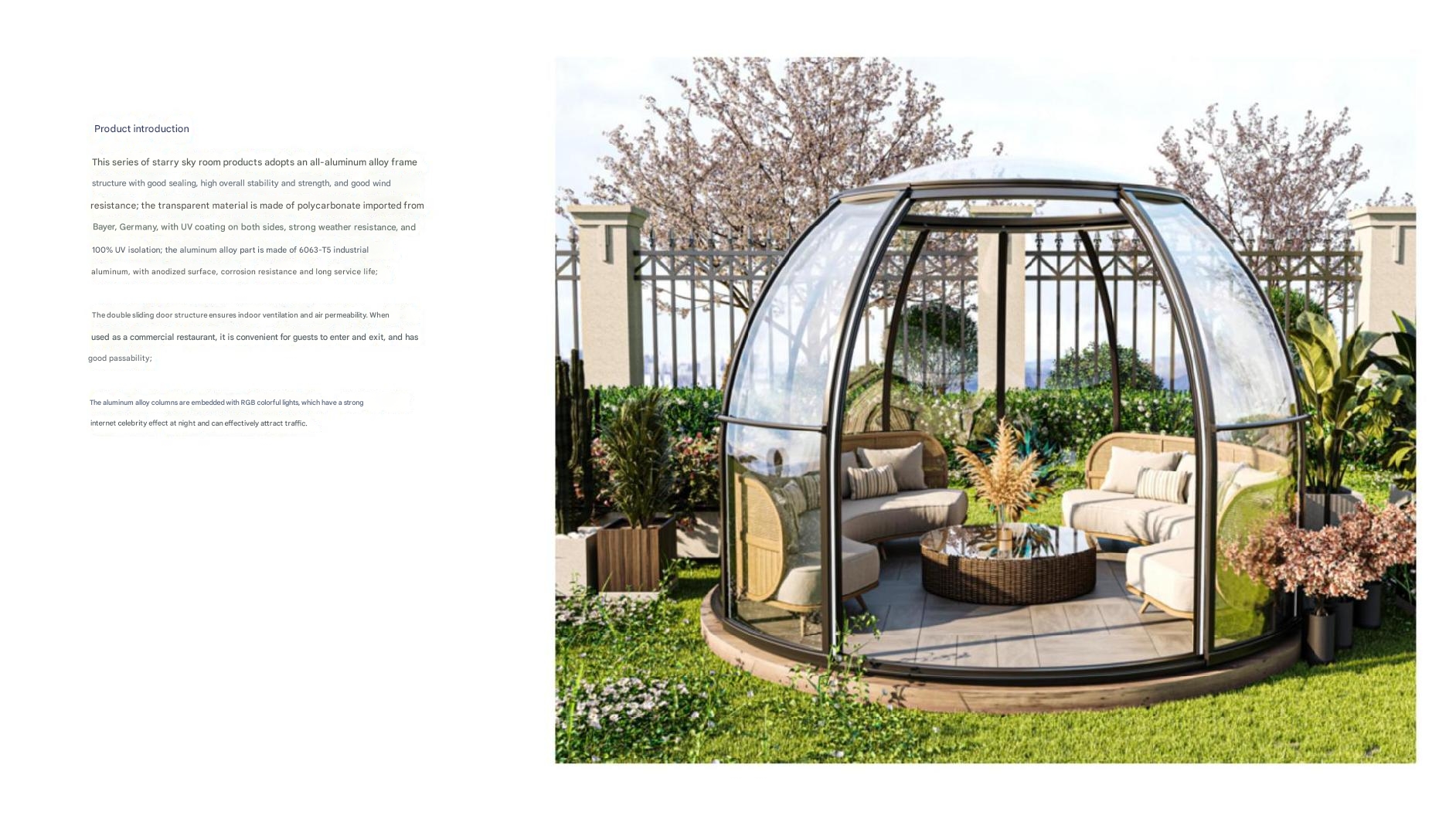 Hotel Transparent House Bubble Room Sun Room Star Room Garden Terrace Design Style Contemporary