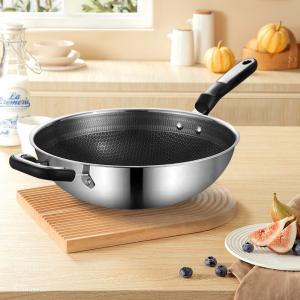 China Hot Selling Kitchen 304 Stainless Steel Fry Pan Induction Bottom Honeycomb Non Stick Cooking Pan with Bakelite Handle factory