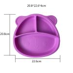 Baby Feeding Plate Set Silicone Customized Sizes Purple Bear Shape Eco Friendly
