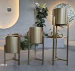 Garden Multifunctional Stainless Steel Planter Pots Round Cylinder With Stand