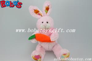 China Easter Crafts Cuddle Pink Plush Bunny Toy With Carrot For Kids factory