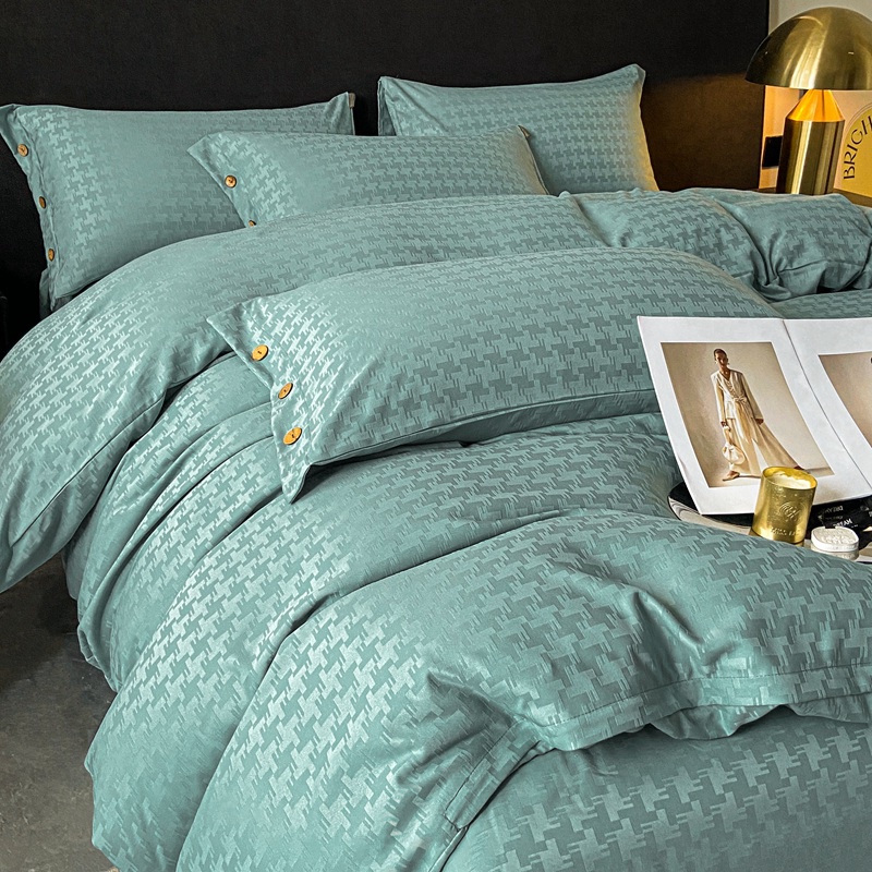 Add a Touch of Luxury to Your Bedroom with this Satin Jacquard Four Piece Bedding Set