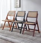 Mail Packing Solid Wood Rattan Folding Dining Chair for Nordic Restaurant