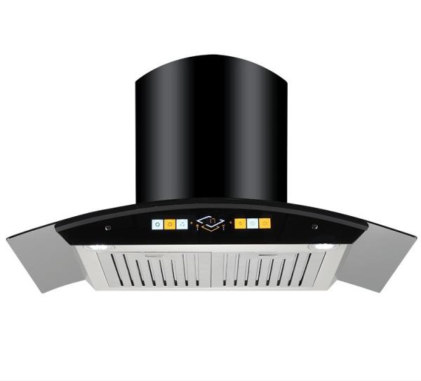 Stainless Steel Glass Arc Chimney Hood Electric Kitchen Range Hood with Low