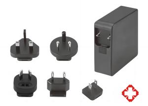 China Universal Input 48~65W GaN Medical AC Adapter 2 x MOPP IEC/EN60601-1 Compliance factory