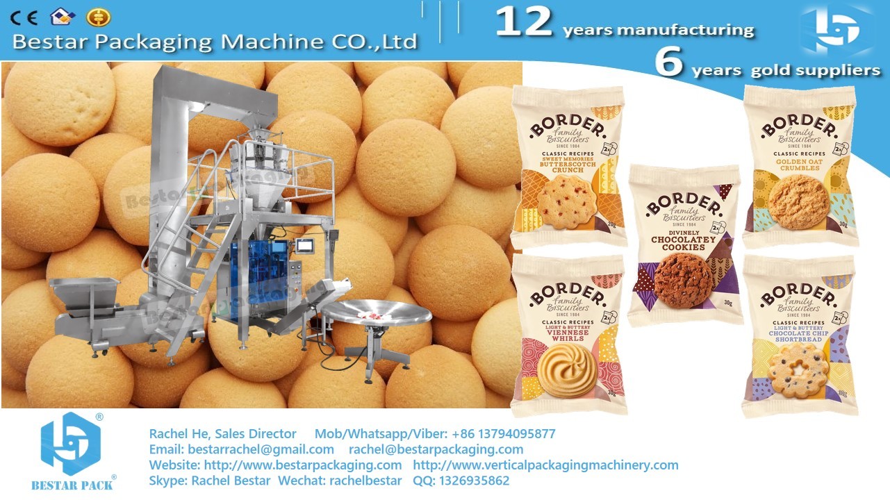 Packing machine for cookies, customize pouch with twice sealing head BSTV-450AZ