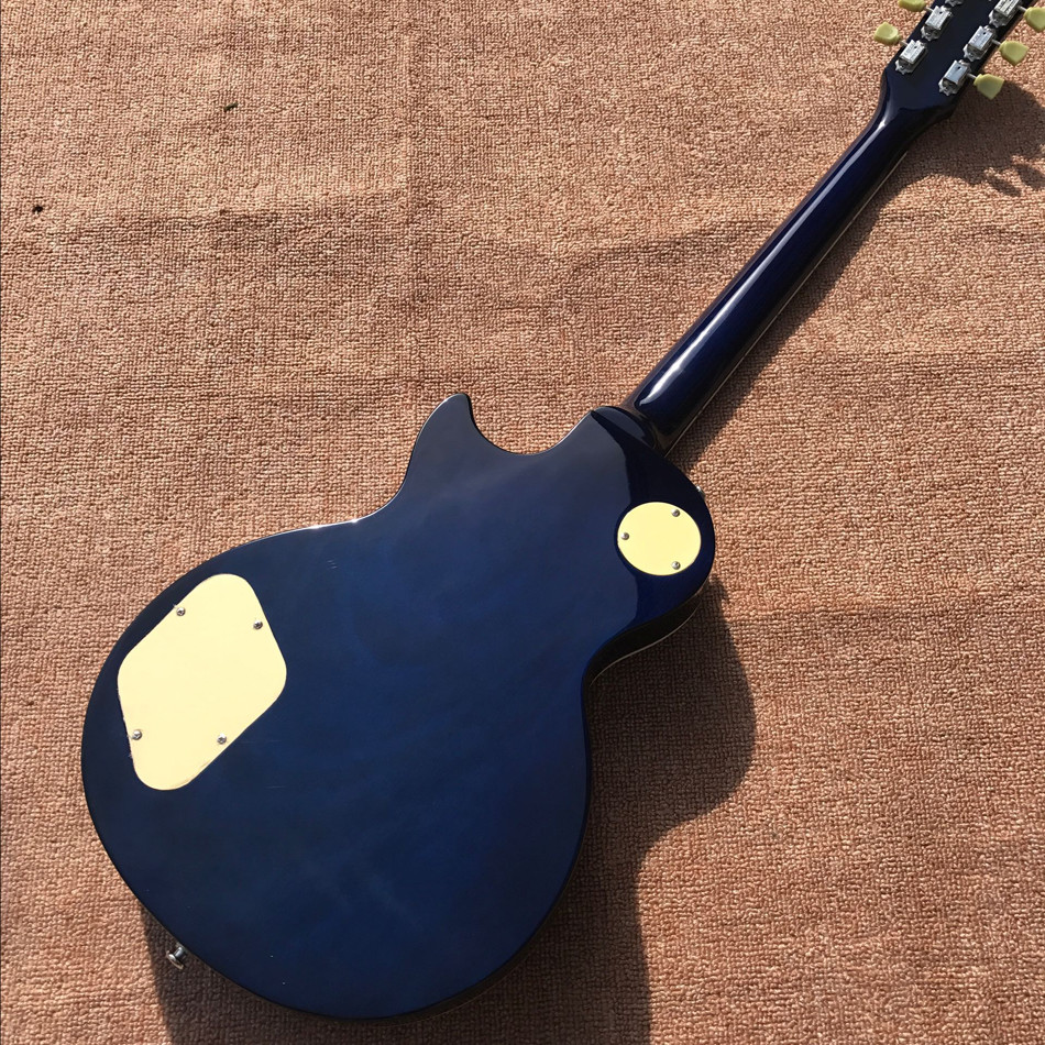 Custom LP tiger flame standard blue electric guitar mahogany body neck