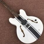 Hollow body JAZZ electric guitar with white top