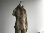 Natural Flax Color Ladies Faux Fur Coats With Funnel Neck Multi Size TW76418