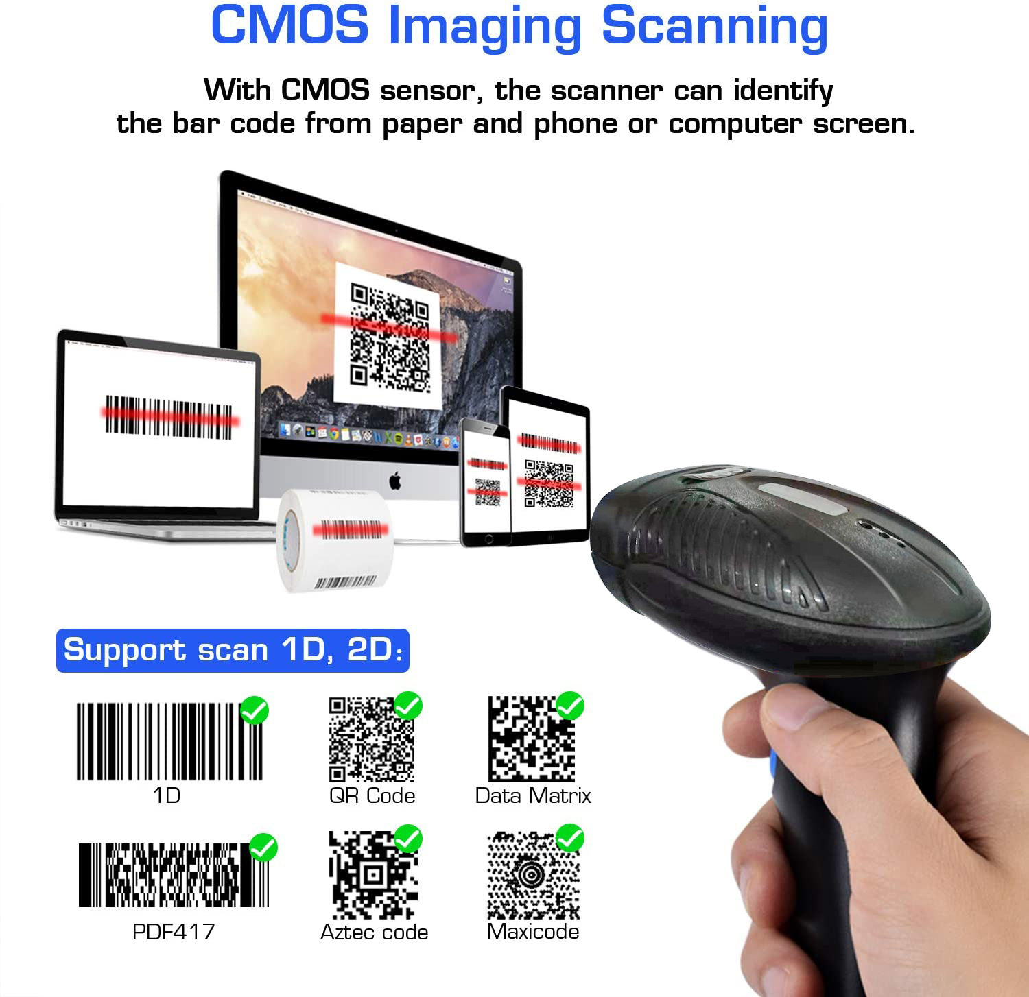 Handheld Barcode Reader Handheld Computer Scanner POS Warehouse Inventory Library