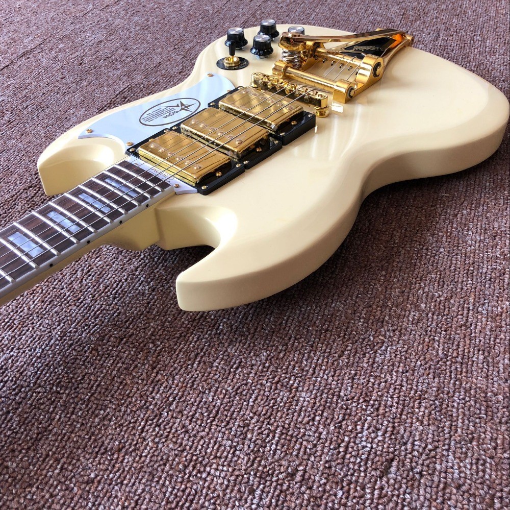 New style,China Custom SG Jazz electric guitar,Rosewood fingerboard,3 pickups,Gold hardware gitaar,vibrato system