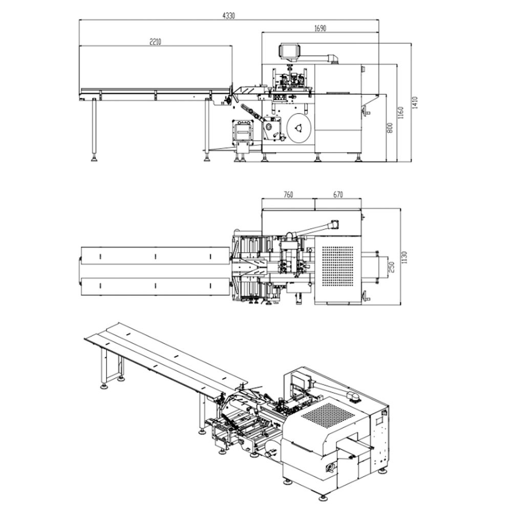 Multi-Function Fully Automatic High Efficiency Wrapping Labeling Frozen Burger Cookie Food Sandwich Paper Pillow Machine