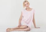 Round Neck Pure Cotton Sleeveless Nightdress With Lace Trim Pink Small Rose
