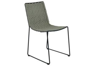 China Outdoor Restaurant Iron Light Green Dining Metal Rope Chair For Patio factory