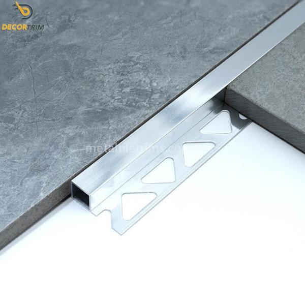 Square Closed Shape Aluminium Tile Trim Silver 2.5 Meters Length