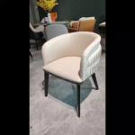 Modern Hotel Restaurant Furniture Genuine Leather Metal Dining Chair