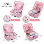 Printed Pattern Oxford Fabric Double Zipper Makeup Storage Bag