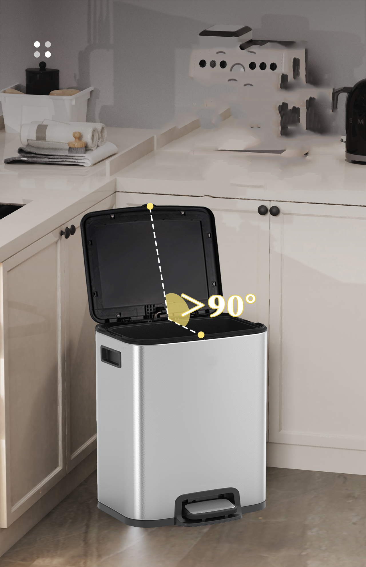 20L Home Stainless Steel Bucket Double Wall Stainless Steel Bucket Trash Can Waste Bin with Lid