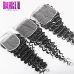 Raw Human Hair Lace Closure No Shedding Tangle Swiss Lace 4*4 Deep Wave