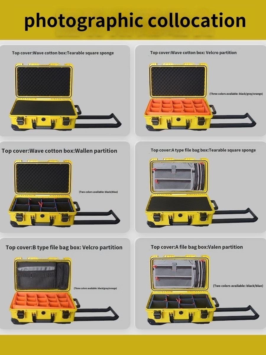 IP67 Waterproof 560x350x230mm Custom Tool Case with Pull Rod Wheel