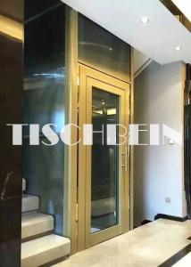 China Golden Color Steel Structure Shaft Residential Building Home Elevators 300kg 320kg 400kg 3-5 Stops 0.5m/s Low Noise factory