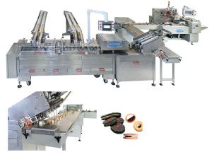 China Automatic Wafer Biscuit Sandwich Machine Cookie Chocolate Bar Flow Pack Packing Machine factory
