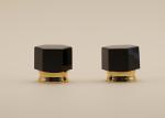 Nut Shape Black Color Perfume Lid Hexagon Shape With Gold Aluminum Collar