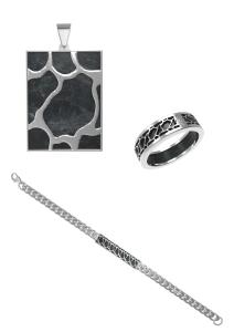 China Men's Cross Necklace Ring And Pendants Set Sweater Chain Alloy Jewelry Made Of Carbon Fiber For Gift factory