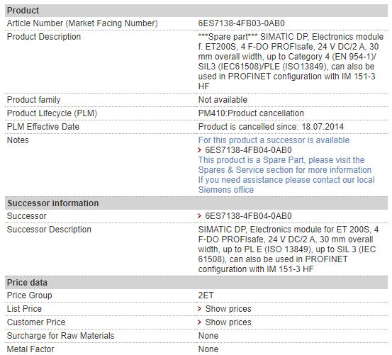 6ES7138-4FB03-0AB0 6ES7 138-4FB03-0AB0 Siemens Digital Output Module