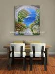 Modern Palette Knife Oil Painting , Scenery Garden Flower Painting Thick Oil