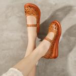 S286 2020 Summer Hollow Cool Hole Shoes Thick-Soled Increased And Stable Leather