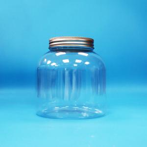 China Transparent Plastic PET Round Candy Daily Food Jars With Aluminum Screw Lids factory