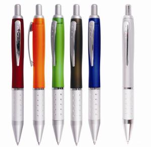 China plastic ball pen with aluminum grip, metal clip, exclusive promotional use pen factory