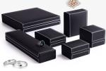 Embossing Surface Leather Gift Box Black Leather Jewelry Boxes For Women