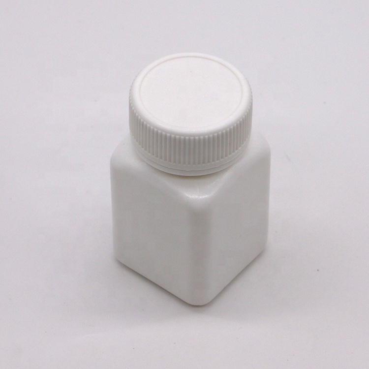 Small Capacity 50cc HDPE Sterile Square Plastic Bottle with Screw Cap