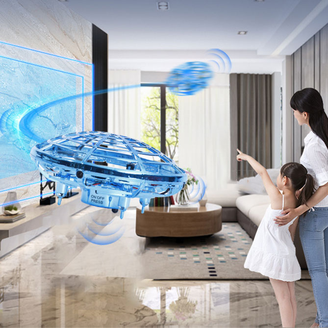 Crash Resistant Quadcopter Unisex PVC UFO Induction Aircraft for Children's Playtime