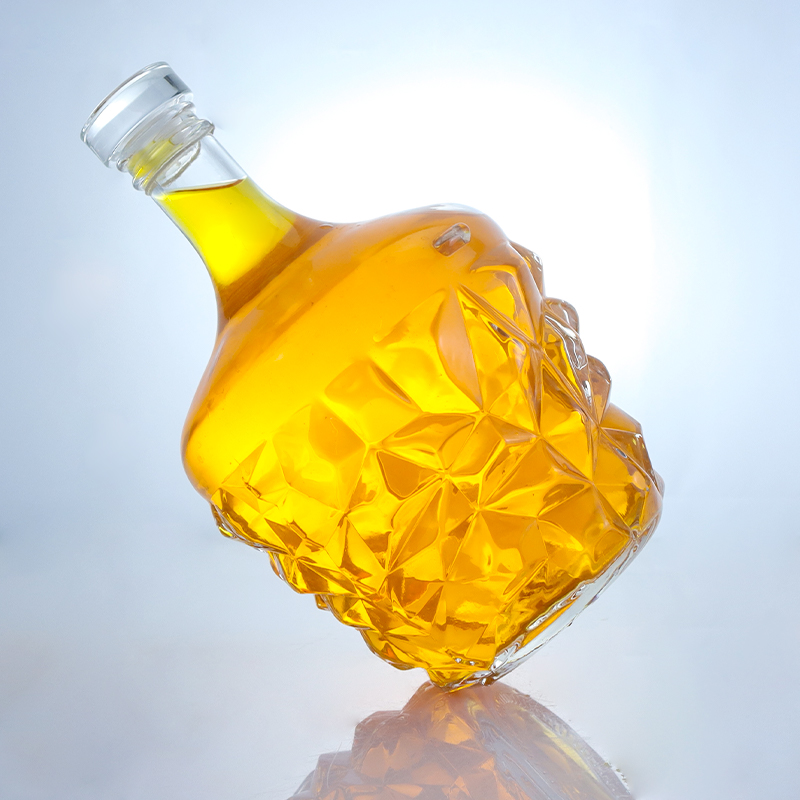 Clear or Customized Decal Round Glass Bottle for Rum Vodka Whisky Tequila Gin