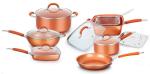 FDA approved copper Titanium ceramic coating 5pc aluminum cookware set stainless