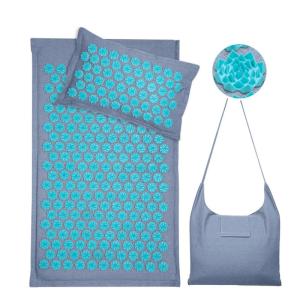 China Nature Linen Coconut Palm Acupressure Mat And Pillow Set With Bag Lotus Spike Acupressure Mat factory