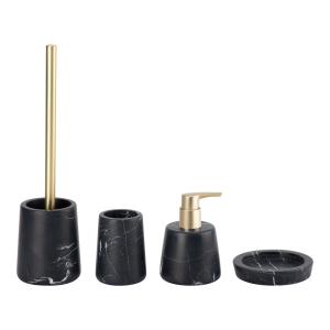 China Nature Marble Bathroom Set in Nero Margiua with Round Soap Dispenser and Countertop Accessories factory