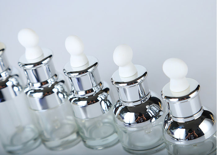 Transparent Cosmetic Glass Bottles , Cosmetic Spray Bottle Gold Lid