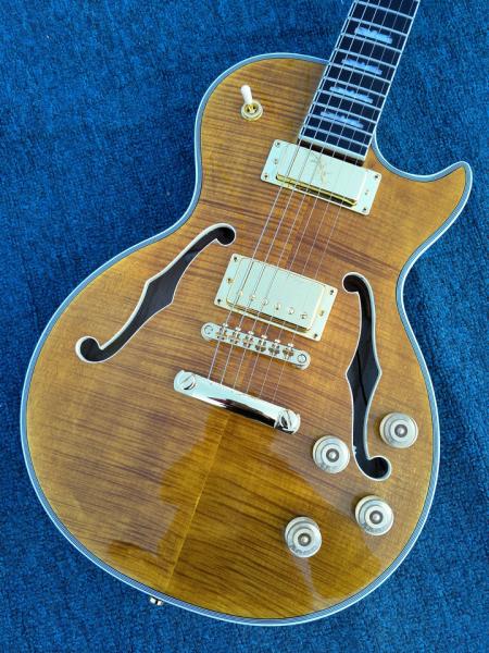 2017 New+Factory+Chinese Giggle ES Hollow Body F hole Cob brown color lp guitar