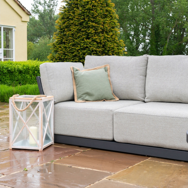 Round Coffee Table and Sofa Set AJUNION Luxury Modern All Weather Fabric for Courtyard