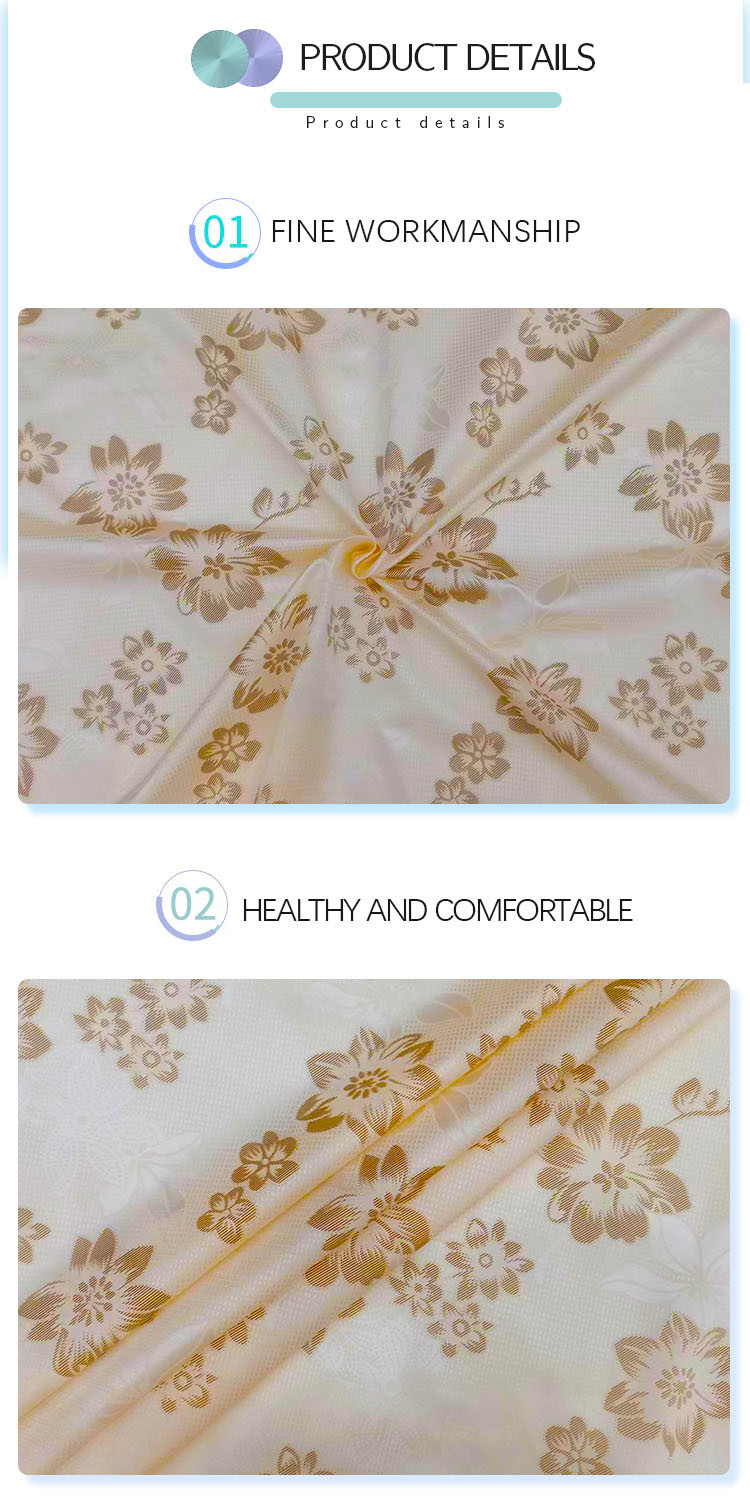 210CM Polyester Mattress Fabric Warp Knitted Printed Cloth Gold Powder Cloth Ground Wool