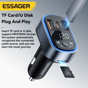 ESSAGER F748 Bluetooth Car Charger with PD 35W Fast Charging Dual-port Type-C +